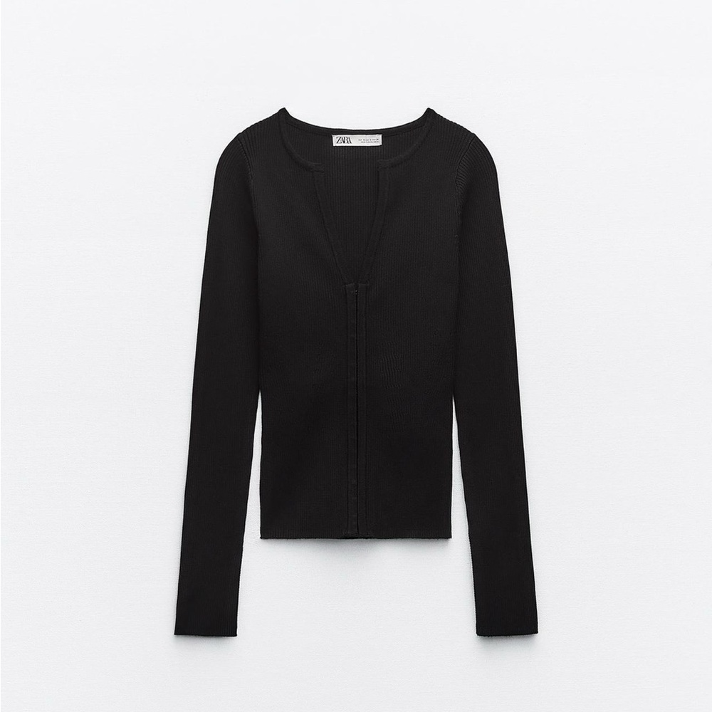 Zara Elegant Black Knit Top